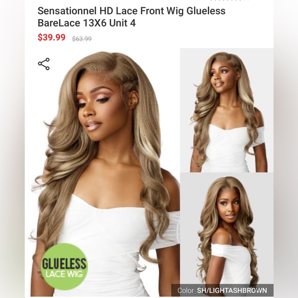 Sensationnel Glueless Bare Luxe Lace Wig - 13x6 Unit 4